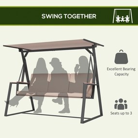 Outsunny Hollywoodschaukel huśtawka ogrodowa 3-osobowa, z daszkiem, odporna na warunki atmosferyczne, Beige + Schwarz