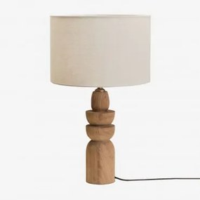 Lampa Stołowa Z Drewna Mango Koski Drewno Mango & Biały Ø30 Cm - ↑25 Cm Arlina - Sklum