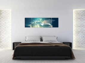 Obraz samochodu wykonany z geometrycznych kształtów (170x50 cm)