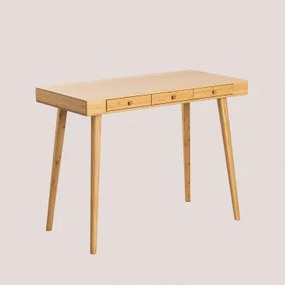 Biurko 100x50 Cm Z Bambusa Z Szufladami Takeo Miel - Sklum