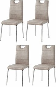 Zestaw 4 krzeseł do jadalni - tkanina i chromowany metal - taupe - REGINA