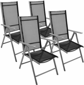 Komplet 4 krzesła aluminiowe Garth rozkładane ogrodowe czarne