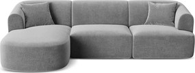 Jasnoszary aksamitny narożnik (lewostronny/z szezlongiem) Campi – Cosmopolitan Design