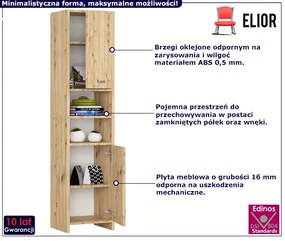 Regał łazienkowy wysoki z drzwiczkami dąb artisan - Zimos