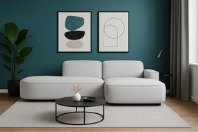 Narożnik modułowy CURSAL G prawostronny 271×166×73 cm – jasno szary Raven 6, zaokrąglone leżanki, wolnostojący