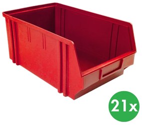 ArtPlast Plastikowe pojemniki BASIC, 205 x 335 x 149 mm, 21 szt., czerwone