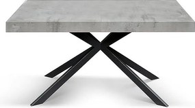 Stół drewniany, wykończenie cementowe, antracytowa podstawa X, rozkładany 140x90 - CAMAIORE