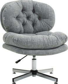 HOMCOM Fotel biurowy bez podłokietników, wygodne krzesło biurowe z tapicerowanym siedziskiem i regulowaną wysokością, Szary