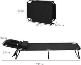 Outsunny Leżak Ogrodowy Relaksacyjny Trójnożny z Okienkiem Czarny Komfort i Styl | Aosom PL