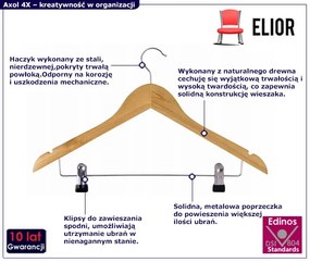 Komplet drewnianych wieszaków na ubrania 5szt H8-H31