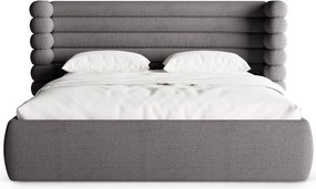 Ciemnoszare tapicerowane łóżko dwuosobowe ze schowkiem ze stelażem 180x200 cm Mount – Micadoni