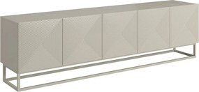 Szafka RTV Asha 200 cm z ryflowanym frontem i kaszmirowym stelażem - kaszmir