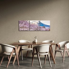 Obraz - Japonia wiosną (z zegarem) (90x30 cm)