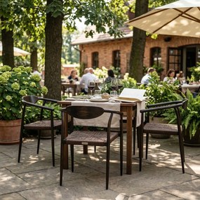 Krzesło Ogrodowe Ciemny brąz 56x61x75 cm Aluminium Plecione Brązowe Sznurki