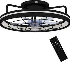 HOMCOM Wentylator sufitowy z lampą i pilotem, 48 cm LED, 3 temperatury światła, 6 prędkości, timer, czarny | Aosom PL