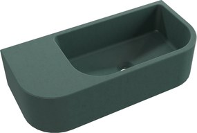 Umywalka betonowa wisząca / nablatowa półokrągła z półką bez otworu na baterię 65 x 30 cm LARMO | różne kolory : Kolor - Oliwkowy, Typ montażu - podwieszana