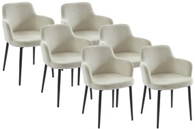 Zestaw 6 krzeseł ze sztruksu i metalu - Kremowy - CELOLA marki Pascal Morabito