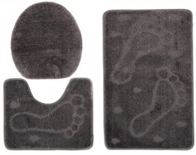 Elegancki szary komplet dywaników łazienkowych 3w1 W4-H97