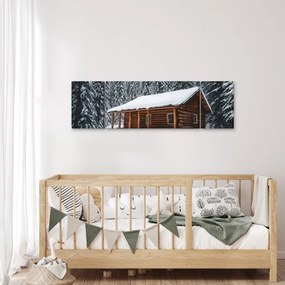 Obraz - Pokryta śniegiem chata (170x50 cm)