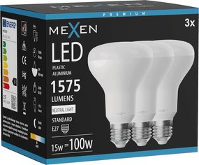 Mexen Nova 3x żarówka LED E27, R80, 15W, Neutralna - 4000K, 1575 lm - L105-E27-1540-01x03