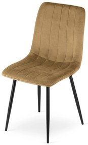 Brązowe aksamitne krzesło LAVA z czarnymi nogami