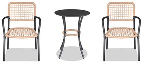 Autronic Zestaw balkonowy 1+2, metal, polirattan, naturalny, AZ-L1103 NAT
