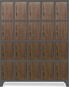 Szafa BHP 20-skrytkowa 136x45x172 cm Eco Design Robert antracyt/orzech