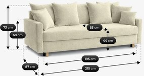 Sofa z Funkcją Spania MARIELA Kremowa Skandynawska