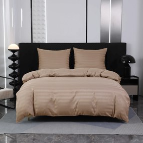 PrzytulneMieszkanie.pl PrzytulneMieszkanie.pl Hotelowa pościel z mikrofibry JASMINE beżowa - pasek 2 cm Rozmiar pościeli: 70 x 90 cm | 140 x 220 cm