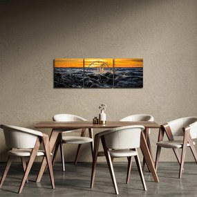 Obraz fal morskich (z zegarem) (90x30 cm)