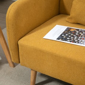 HOMCOM Sofa Dwuosobowa Szara - Kompaktowa Kanapa Loveseat z Poduszkami do Salonu i Biura, żółty+naturalny, 130 x 70 x 80 cm | Aosom PL