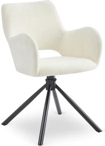Zestaw Stół Rozkładany Ceramiczny REX 2 180-240 cm Biały Marmur/Orzech i 4 Krzesła FLAV Kremowe