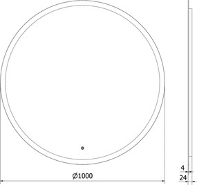 Mexen Oro lustro łazienkowe podświetlane, okragłe 100 cm, LED 6000K, antypara - 9824-100-100-611-00