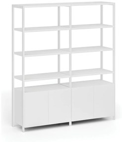 Podwójna ściana półkowa HOME OFFICE z szafką z drzwiami, biała