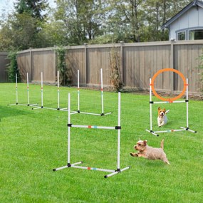 PawHut Zestaw do Ćwiczeń dla Psów 3-częściowy z Torbą do Przenoszenia Trening Agility Plastik Biały Żółty | Aosom PL