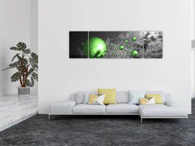 Obraz zielonych abstrakcyjnych kul (170x50 cm)