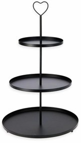 Patera metalowa 3-piętrowa, 30 × 30 × 48 cm, czarny