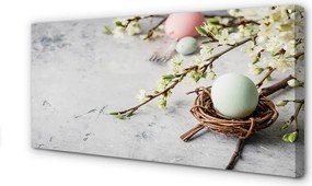 Duży obraz na płótnie Kwiaty i Jajka Wielkanocne