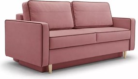 Kanapa Latina 3-osobowa z funkcją spania i pojemnikiem – welurowa sofa DL 190x152, styl skandynawski