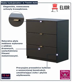 Czarna komoda z szufladami na ubrania F7-R33