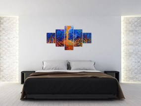 Obraz - Jesienne korony drzew, nowoczesny impresjonizm (125x70 cm)