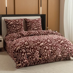 PrzytulneMieszkanie.pl PrzytulneMieszkanie.pl Pościel z mikropluszu FOREST ANIMALS bordowy Rozmiar pościeli: 70 x 90 cm | 140 x 200 cm