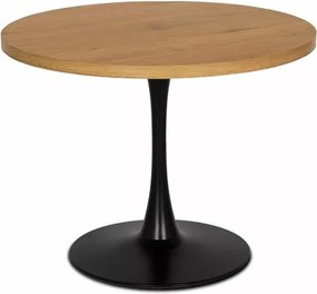 Elegancki stół Murray – nowoczesny okrągły stół o średnicy 100 cm na czarnej metalowej nodze z laminowanym blatem