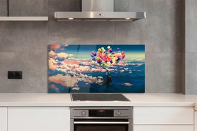 Szklany Panel Balony na Niebie pełnym Chmur