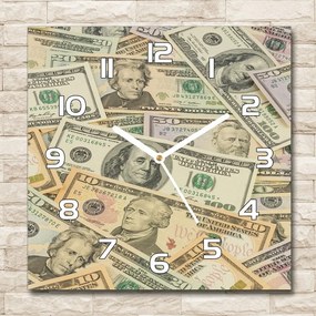 Zegar szklany na ścianę Banknoty dolarów