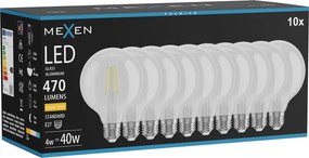 Mexen Vintis 10x żarówka filament LED E27, G95, 4W, Ciepła - 2700K, 470 lm, clear - L157-E27-0427-00x10