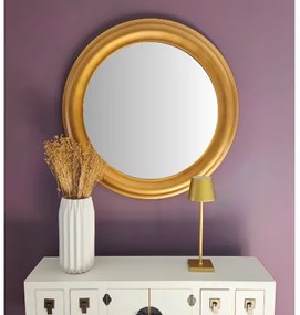 Lustro w złotej, okrągłej ramie , średnica 76cm