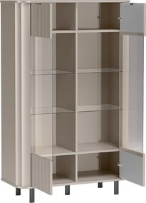 Witryna MODERNO 200 x 98,3 cm, Stojąca witryna do Salonu, Odcienie beżu