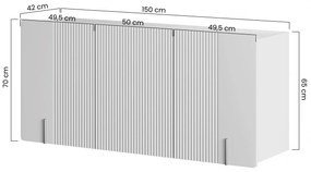 Komoda Malmi 150 cm wisząca - kaszmir / crema bianca / czarny