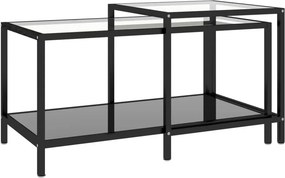 Komplet 2 szklanych stolików kawowych przezroczysty + czarny L9-S34